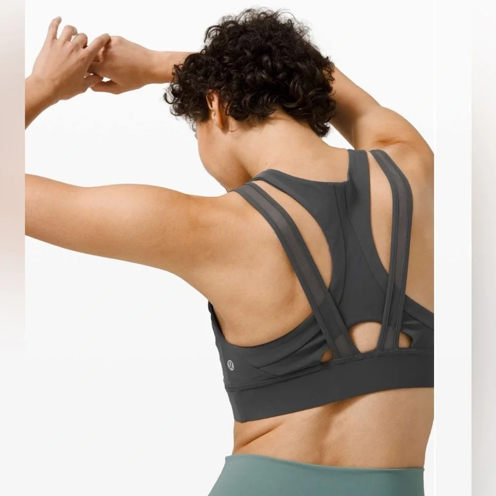 LULULEMON 🌟 Athletica GEARED TO TRAIN Bra Medium Support Graphite Gray 8 A/B